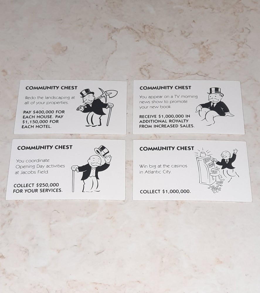 Here & Now Monopoly Board Game Replacement Piece Cards