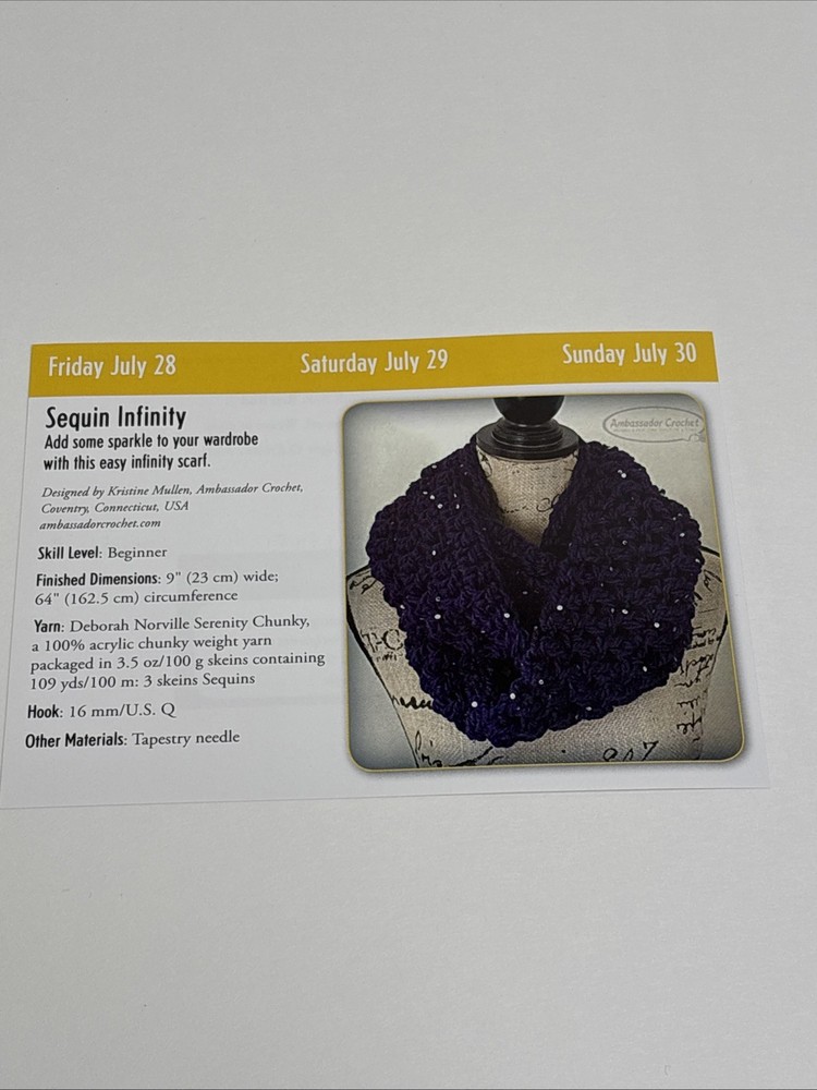 Sequin Infinity Scarf Crochet Pattern Card Page