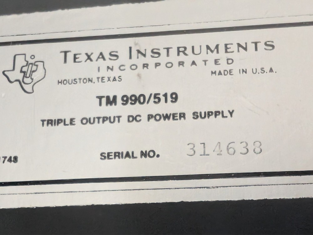 Texas Instruments TM990/519 Vintage Computer DC Power Supply