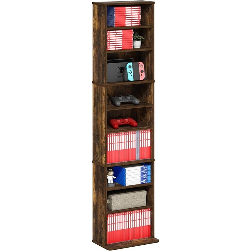 9-Shelf Media Storage Rack Adjustable Durable DVD CD Blu-ray GameCase Organizer