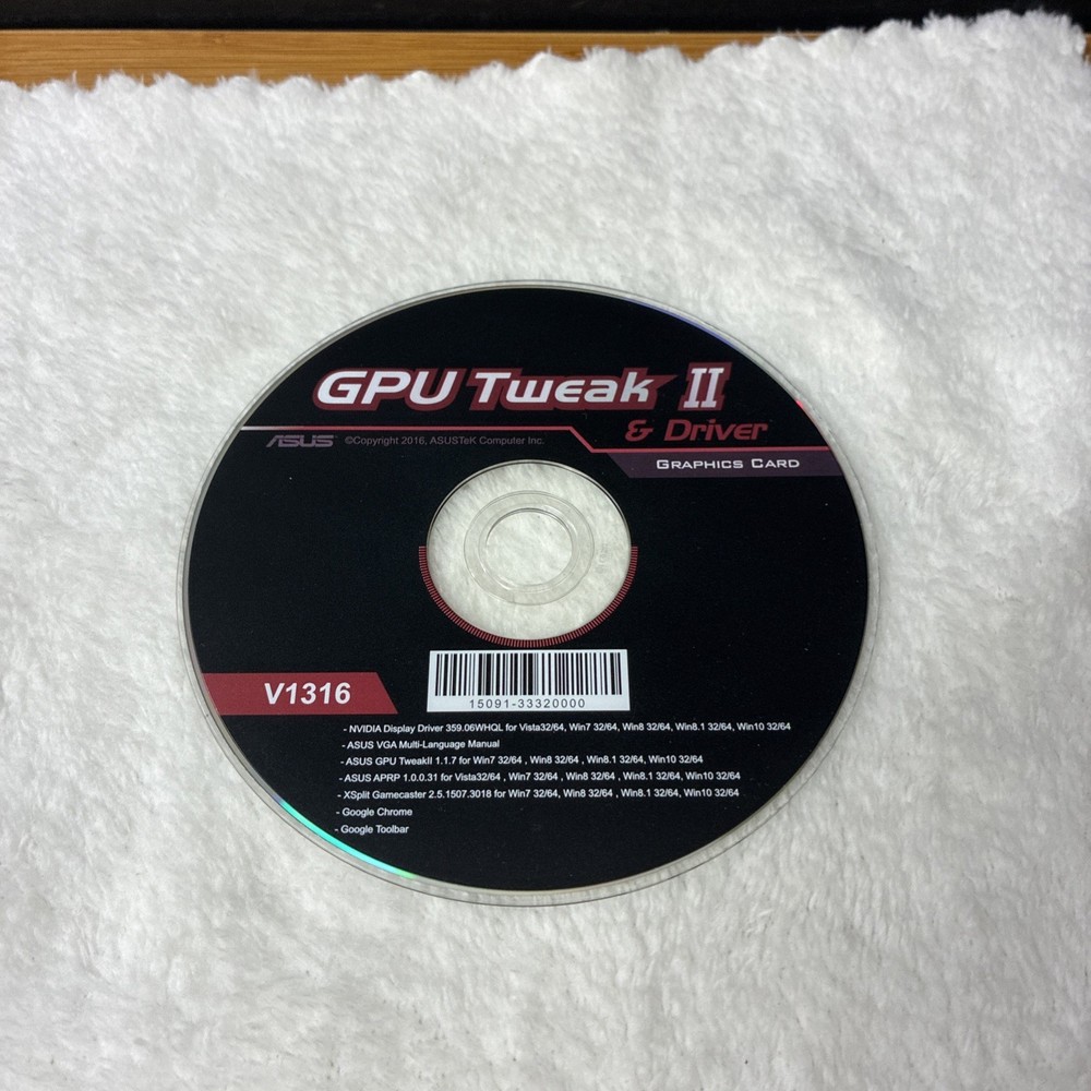 Genuine ASUS GPU Tweak II & Driver Graphics Card CD V1316 Software Disc