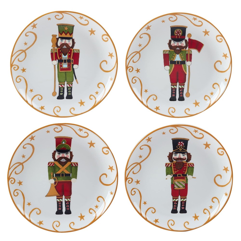 Certified International Holiday Magic Nutcracker 9" Dessert/Salad Plates, Multic
