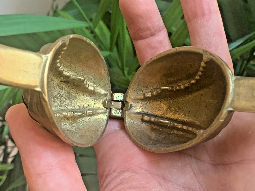 Vintage German Solid Brass Nut Cracker Walnut Shape Solid Messing RAFETSEDER