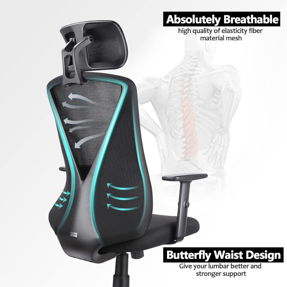 Ergonomic Office Chair with Adjustable Headrest and Armrest and Storage Function