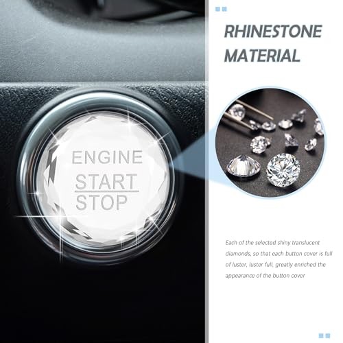 Bling Push Start Button Cover,Crystal Rhinestone Start Button Silver Engine