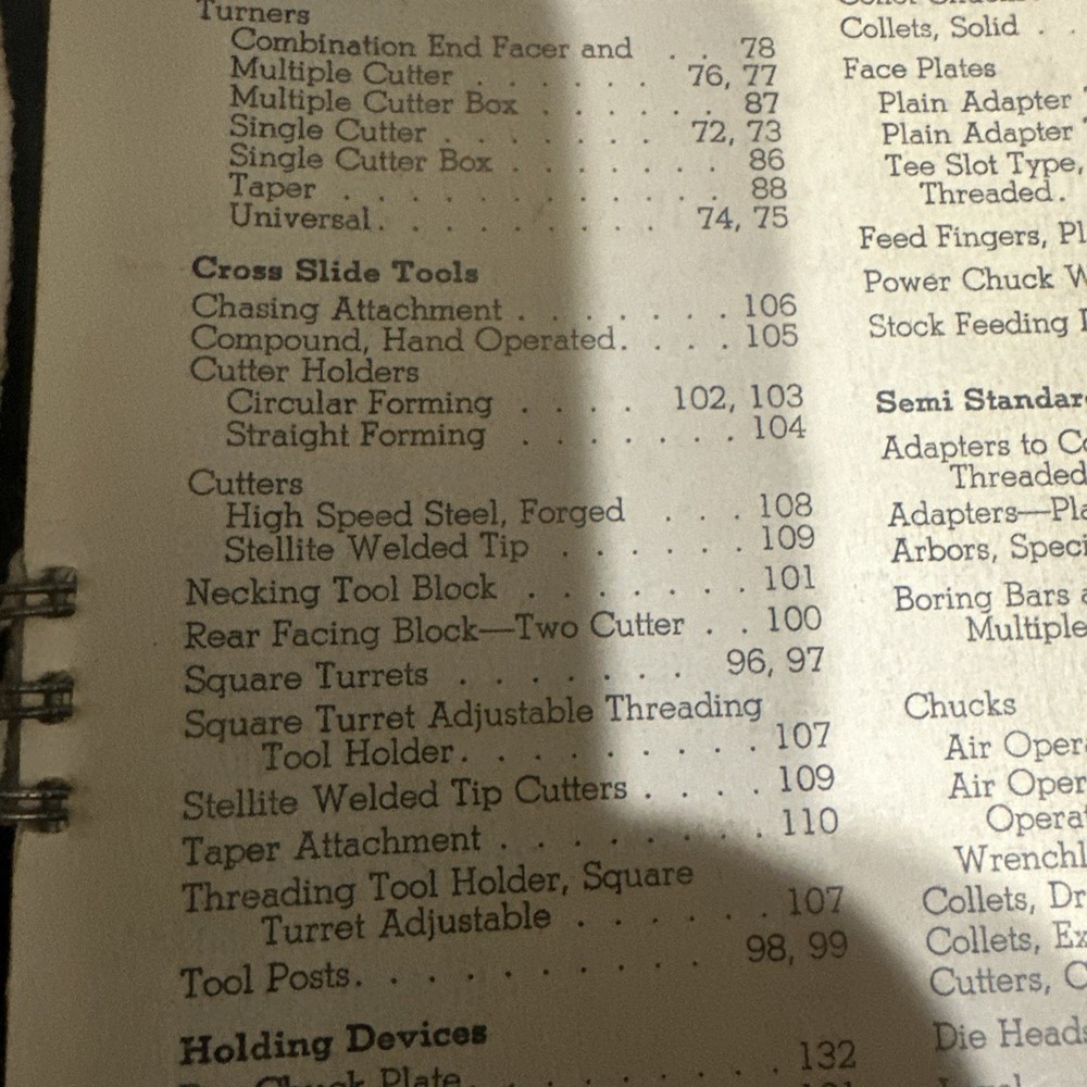 Warner & Swasey Turret Lathe Tools Book