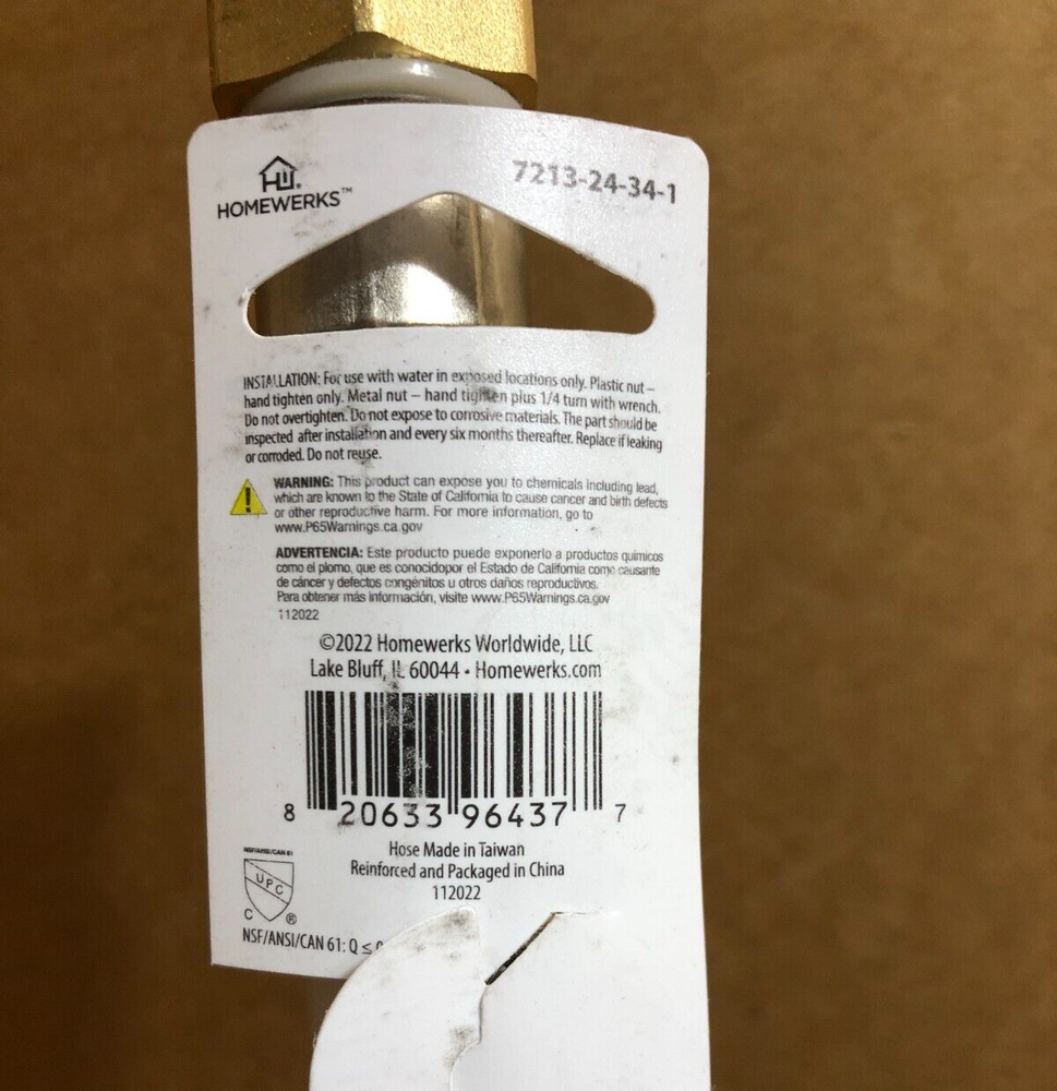 Water Heater Connector Hose, Braided Stainless Steel, 3/4 Fip X 24 in. **