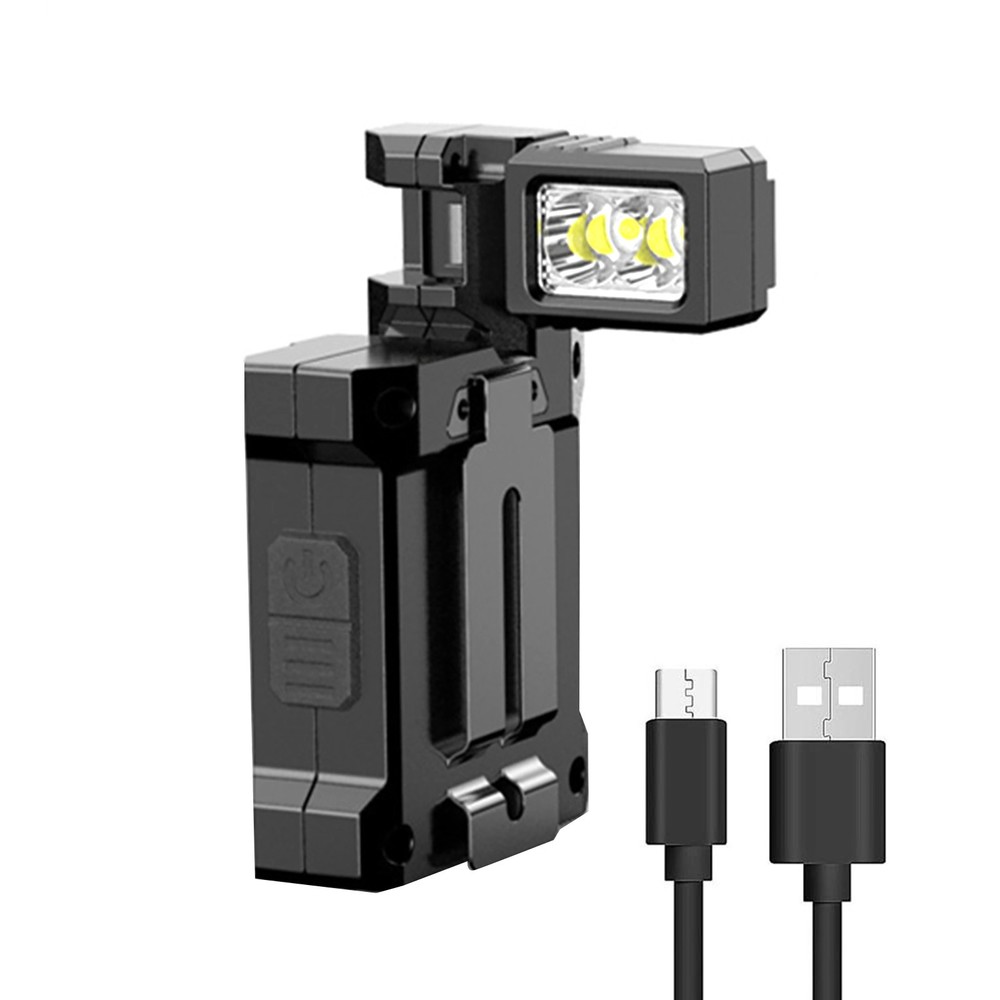 LED Magnetic Work Light USB Rechargeable Flashlight with Side White Red Blue LED