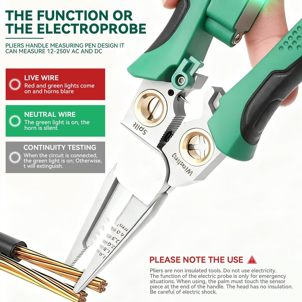 8 In 1 Wire Stripper With Voltage Tester, Multi-Function Electric Wire Stripp...