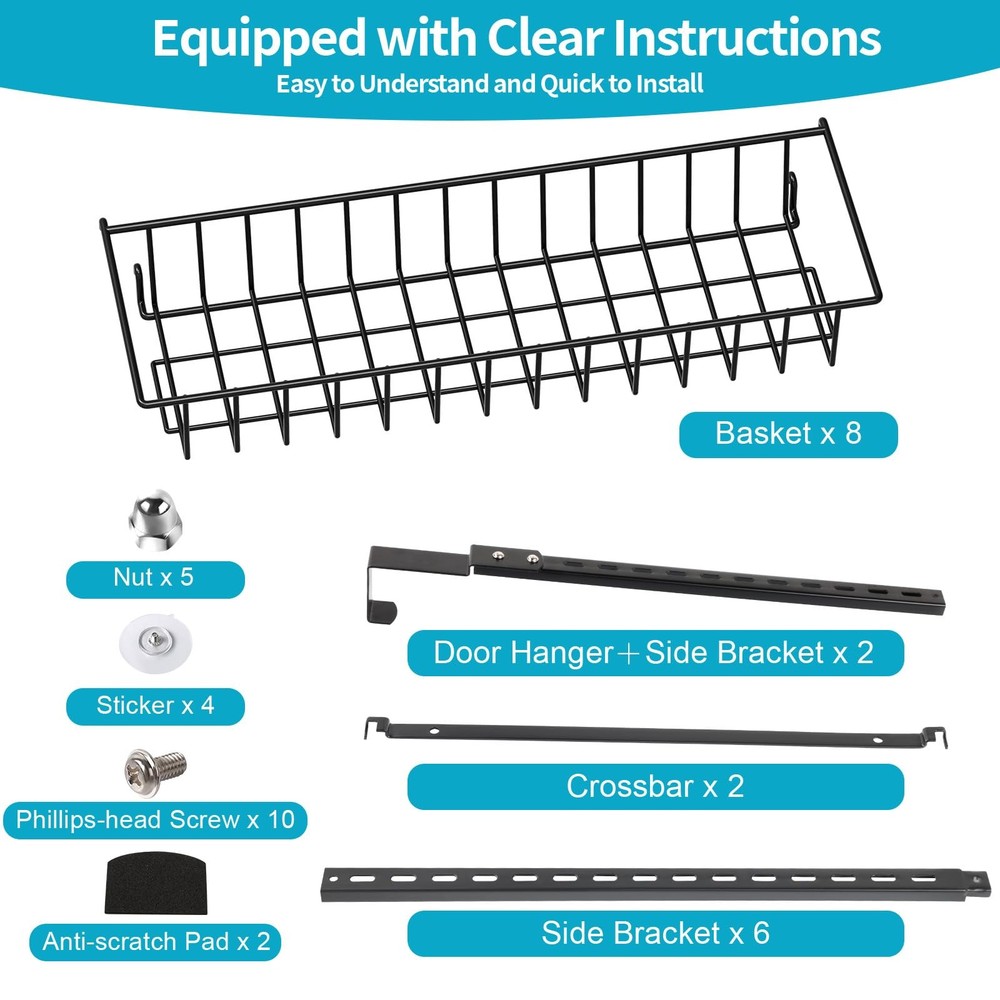 ElegantArray 8-Tier Pantry Door Oragnizer, Over The Organizer Rack and Storage