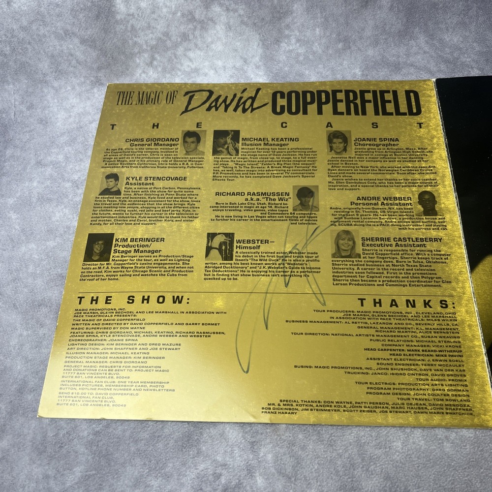 David Copperfield Signed Magic Show Program Vintage Illusionist Memorabilia
