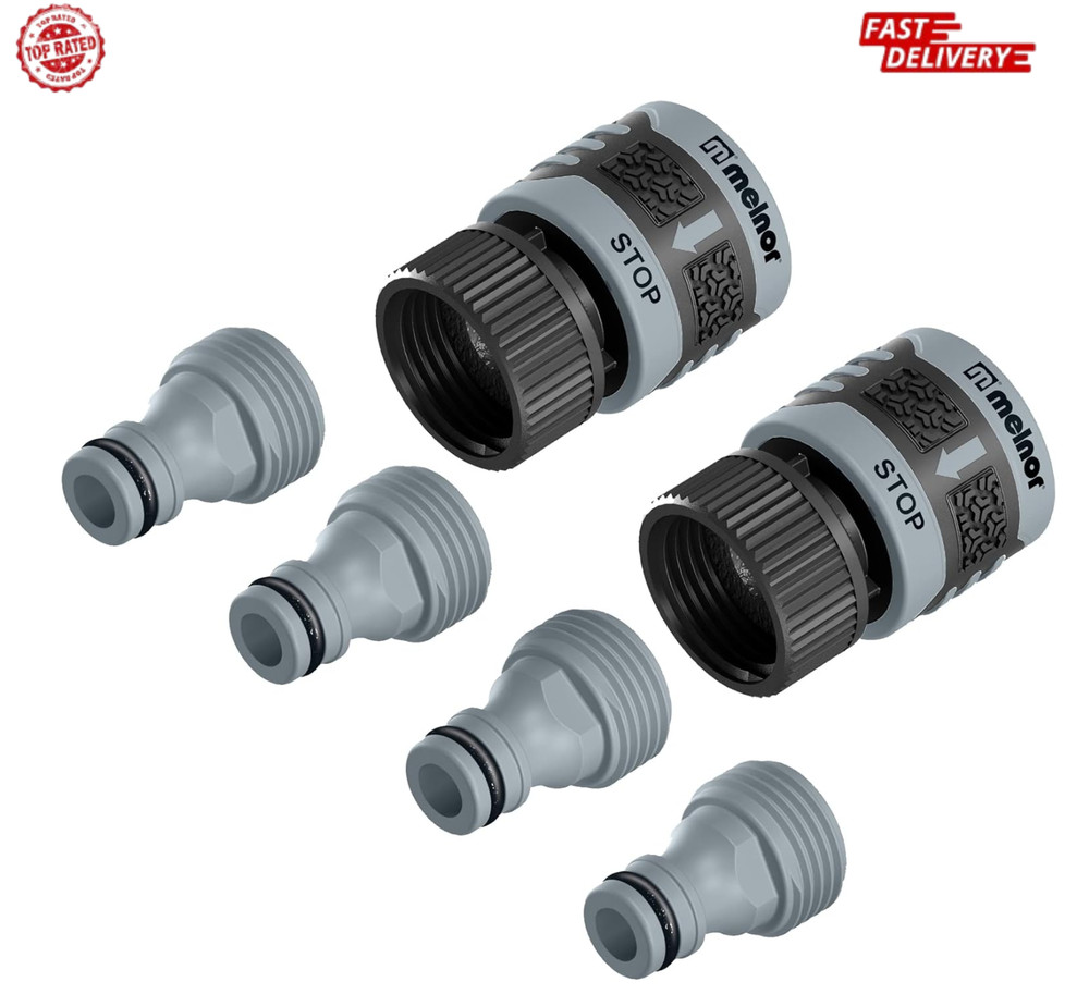 Melnor 6 Piece Quick Connect Set - Connector Bundle - Black/Blue