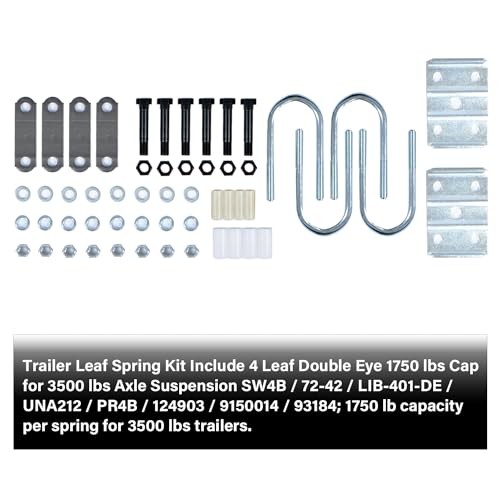 Trailer Leaf Spring Kit,4 Leaf 1750lb Capacity Double Eye Spring for 3500lb