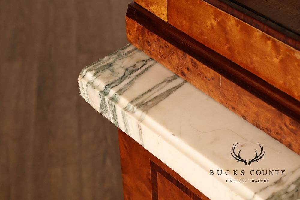 Walnut Marble Top Sideboard With Display Cabinets