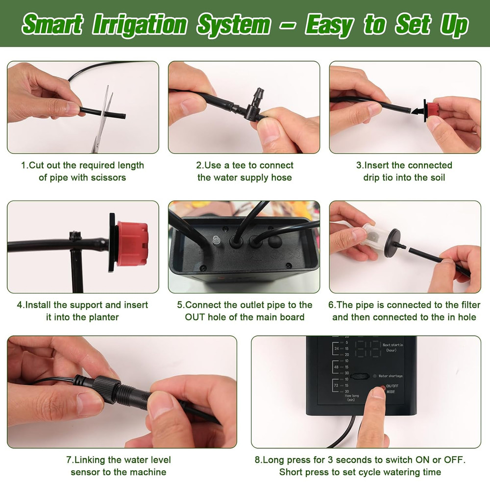 Solar Automatic Drip Irrigation Kit System, 12 Timer Settings Garden Irrigation