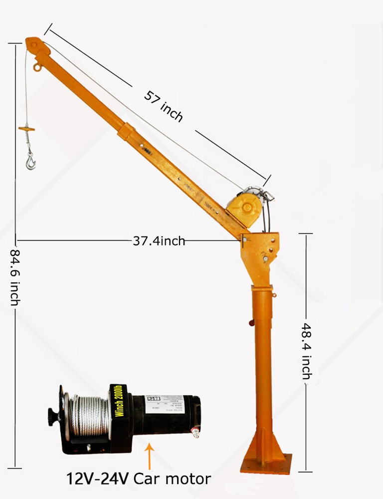 Small Indoor Crane 3000 lbs Remote Control Winch Hoist Universal adjustable