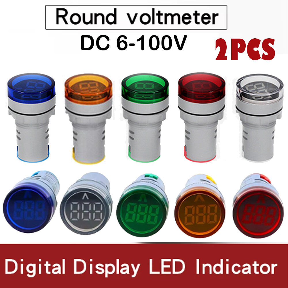 2pcs 22MM Mini LED Voltmeter Digital Display Voltage Meter Volt Tester DC 6-100V