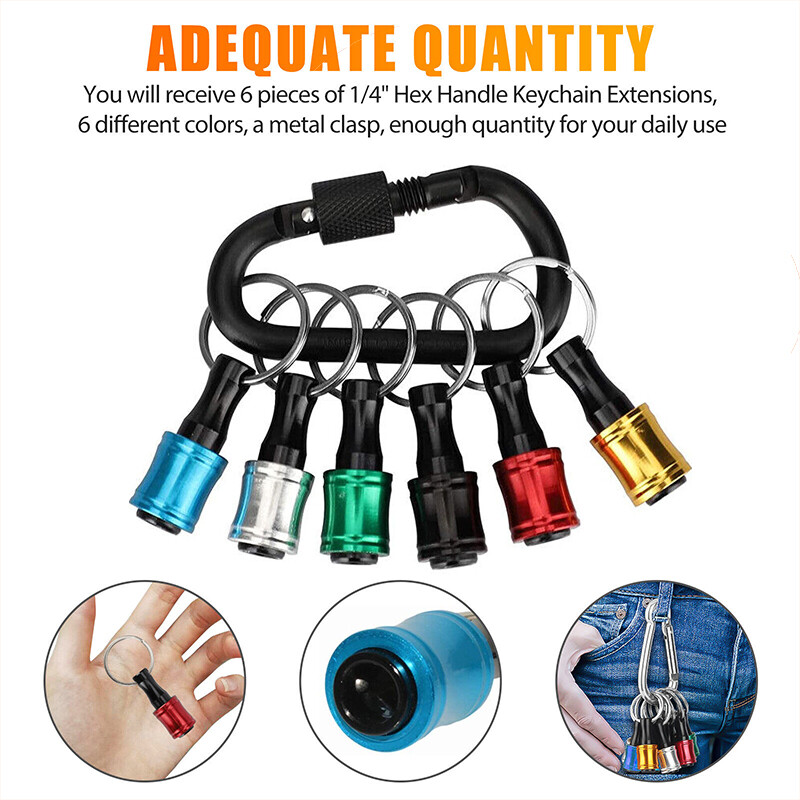 1/4" Hex Shank Quick Release Keychain Screwdriver Drill Bit Holder Bit Set LOTS
