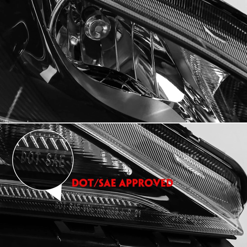 FIONE Headlights Assembly Halogen Projector Headlamp Left Driver Side