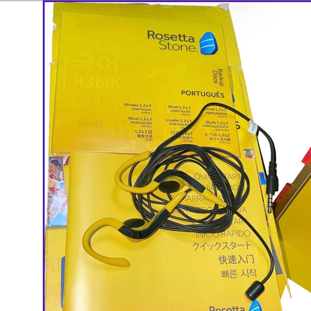Rosetta Stone Portuguese Level 1-3 Software PC Mac Headset Microphone No Code