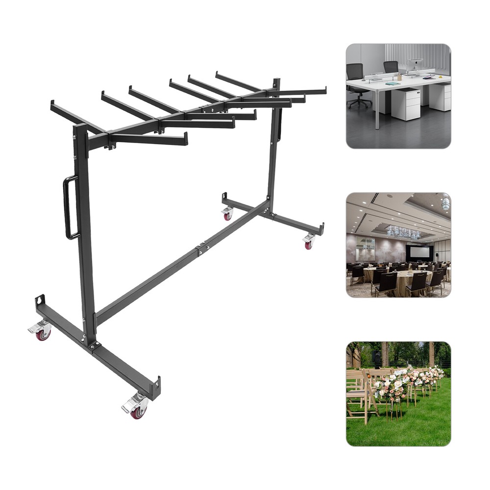 Table Cart Adjustable Spacing Folding Table Cart, Black Folding Table Trolleys
