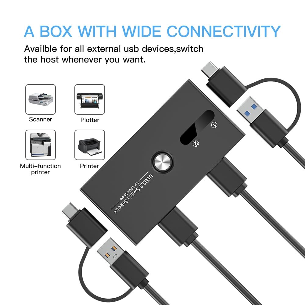 USB C Switch&USB A Switch 2 in 1USB switcher 2 Computers Sharing USB C & A De...