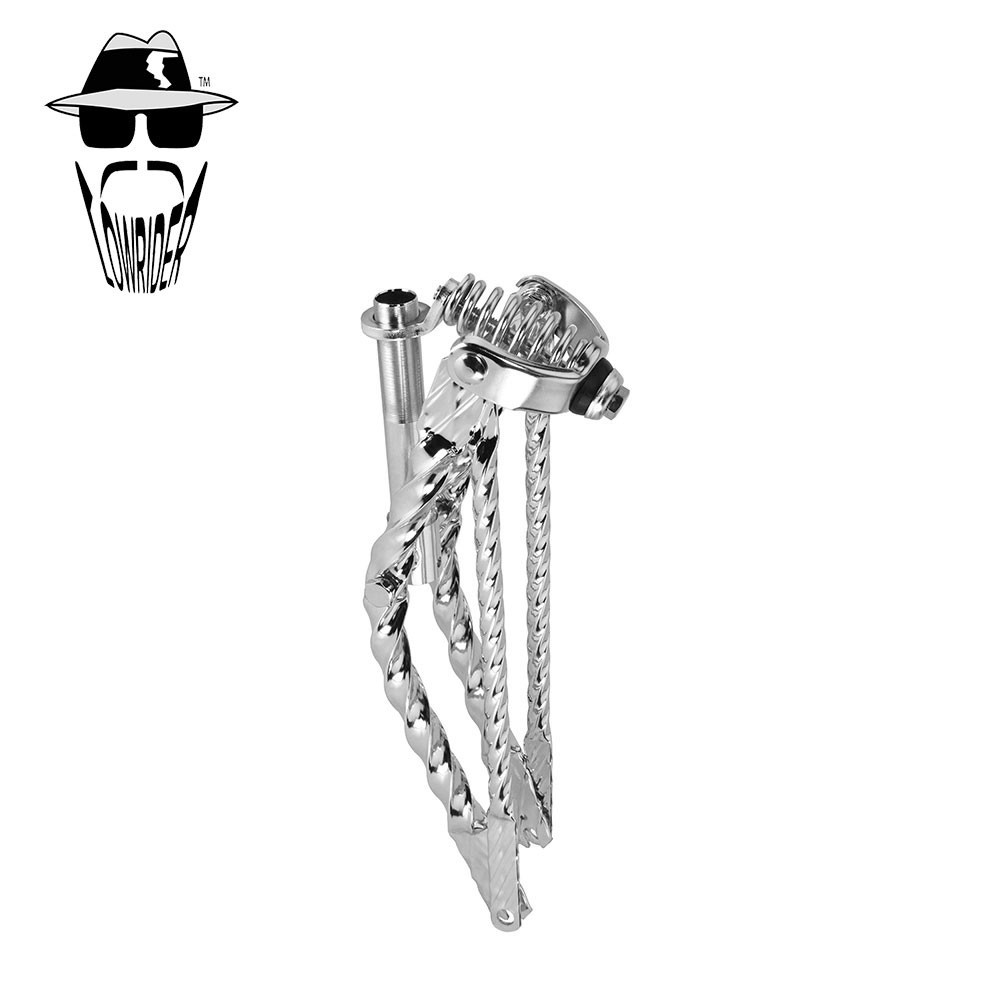 ORIGINAL LOWRIDER 16” Square Twisted Straight Springer Fork 1” Threaded Chrome.