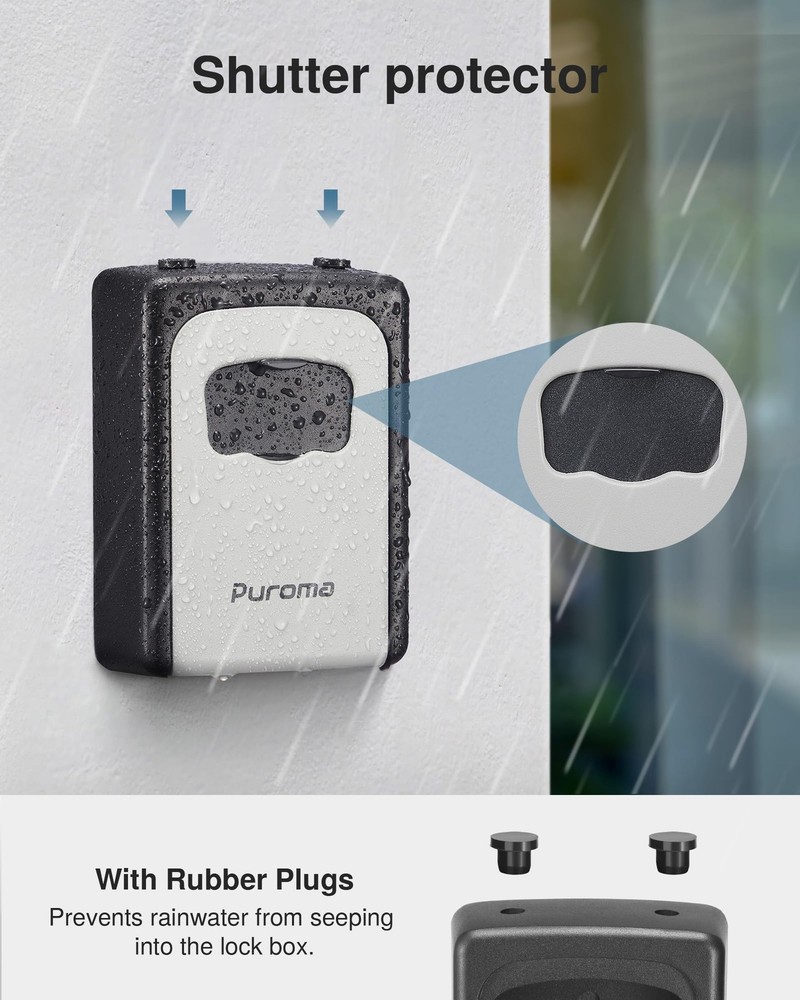 Puroma Lock Box Large Key Lock Box Resettable Combination Code Lockbox Portab...