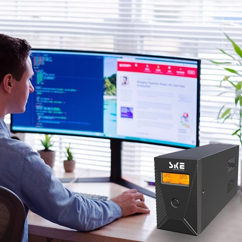 UPS Battery Backup Surge Protector W/ AVR LCD Display & Free Management Software