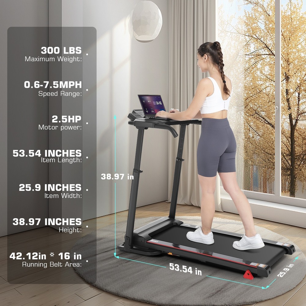 Treadmill 2.5HP Folding Treadmill with Removable Desk Powerful Treadmill Device*