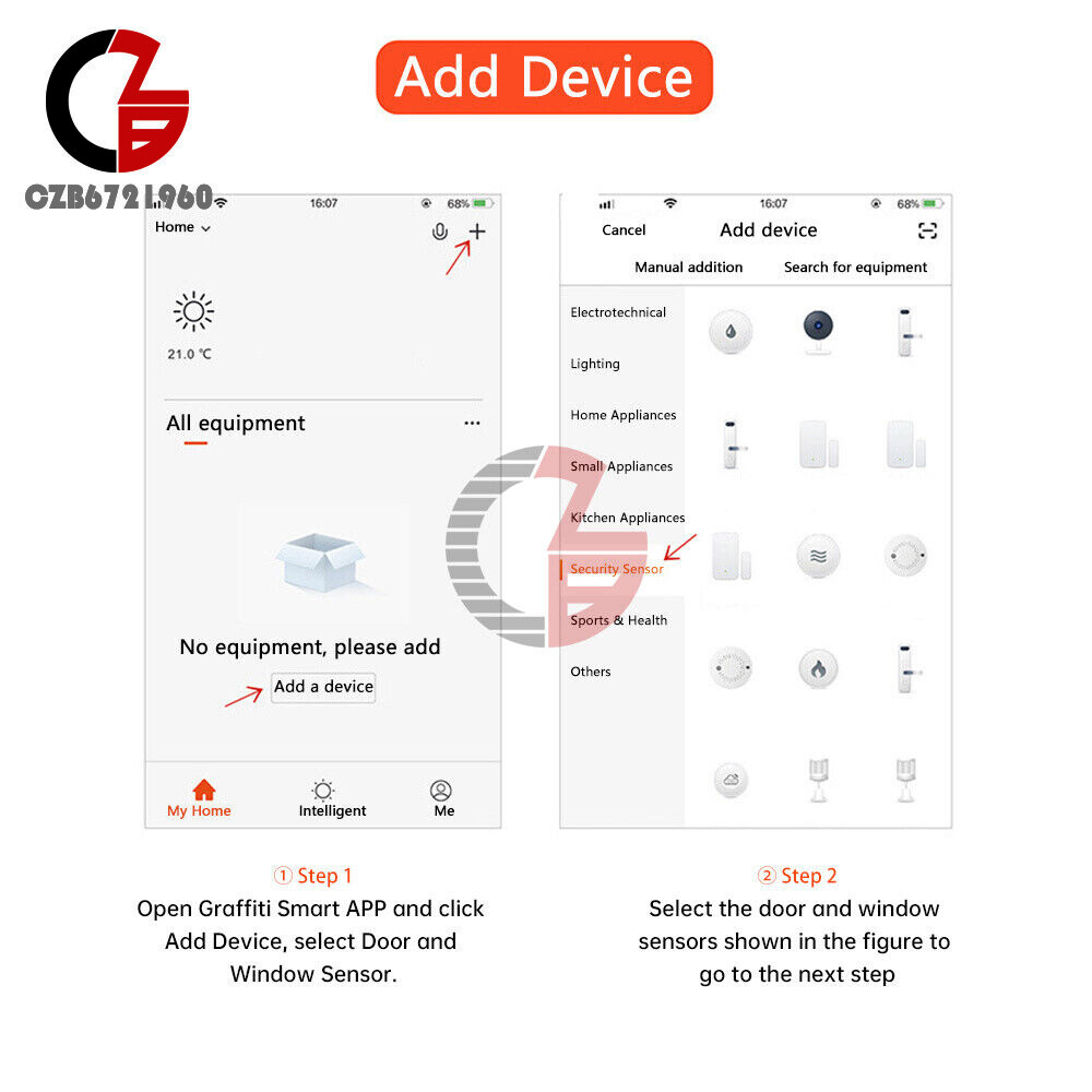 TUYA Wireless WIFI ZigBee Home Security Door Sensor App Control Notification 3V
