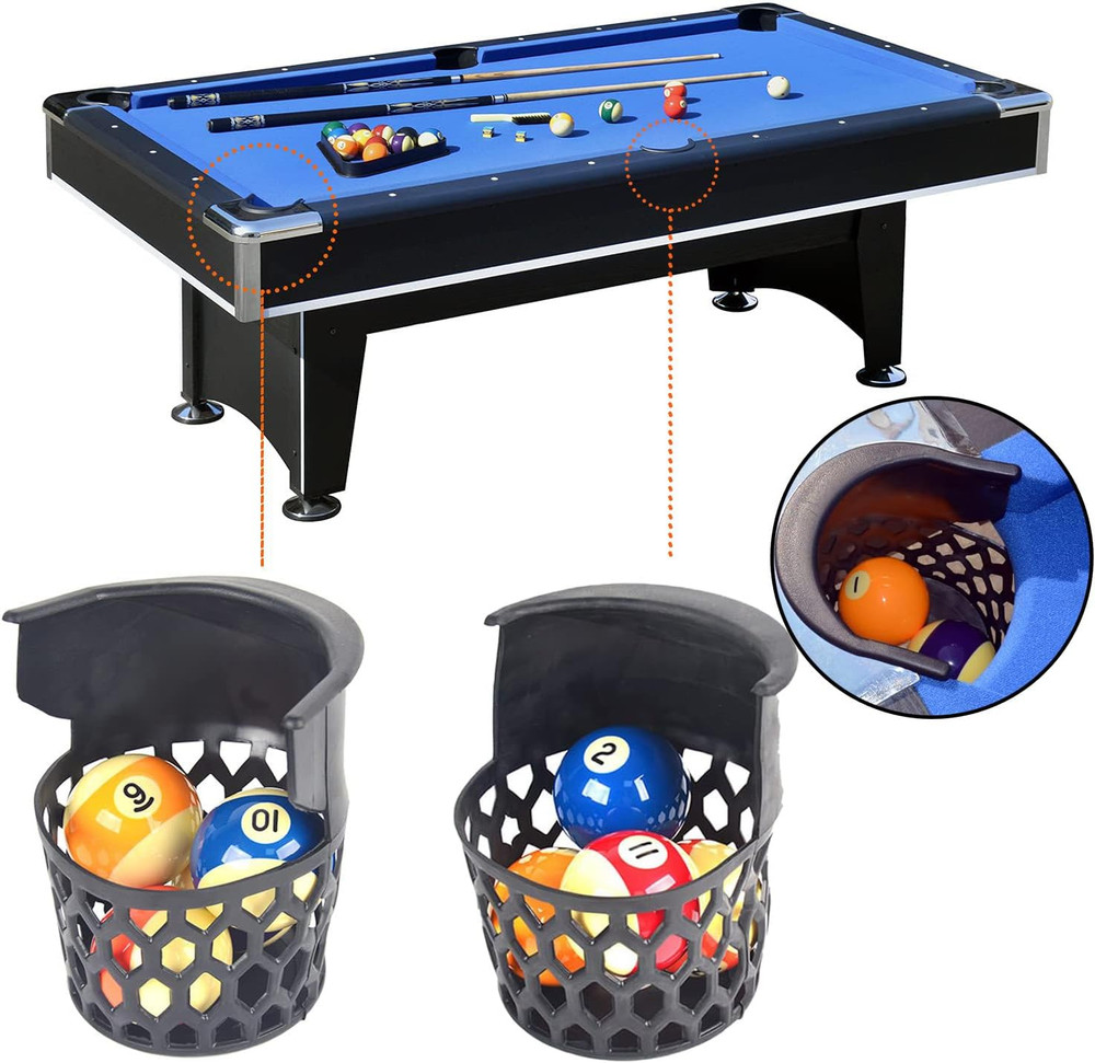 Pool Table Replacement Pockets - Set of 6 Plastic Web Pockets for Billiard Table