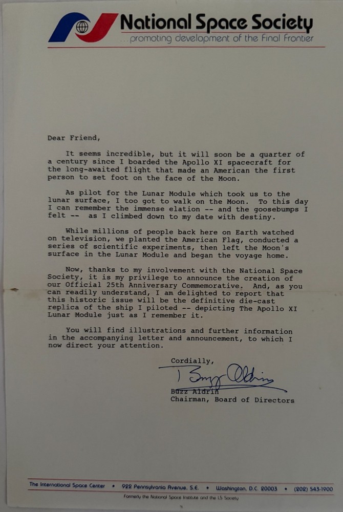 NASA -Buzz Aldrin Signed Letter -  RARE