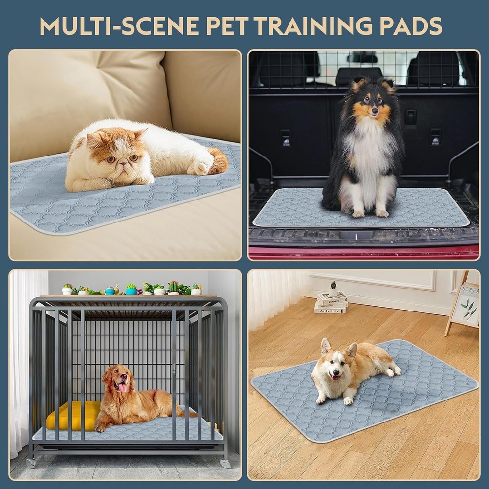 Multi-Size Washable Pee Pads - 4 Pack for Small Animals, Efficient Odor Control