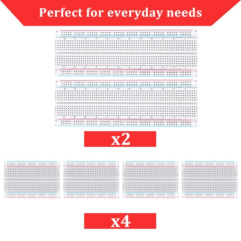 Breadboard, 6PCS Bread Board, Breadboard Kit Includes 2PCS 830 Point + 4PCS 400
