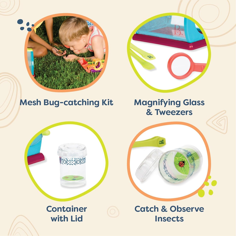 - Bug Bungalow Insect Catching Kit with Mesh Case, Magnifying Container, Tweezer