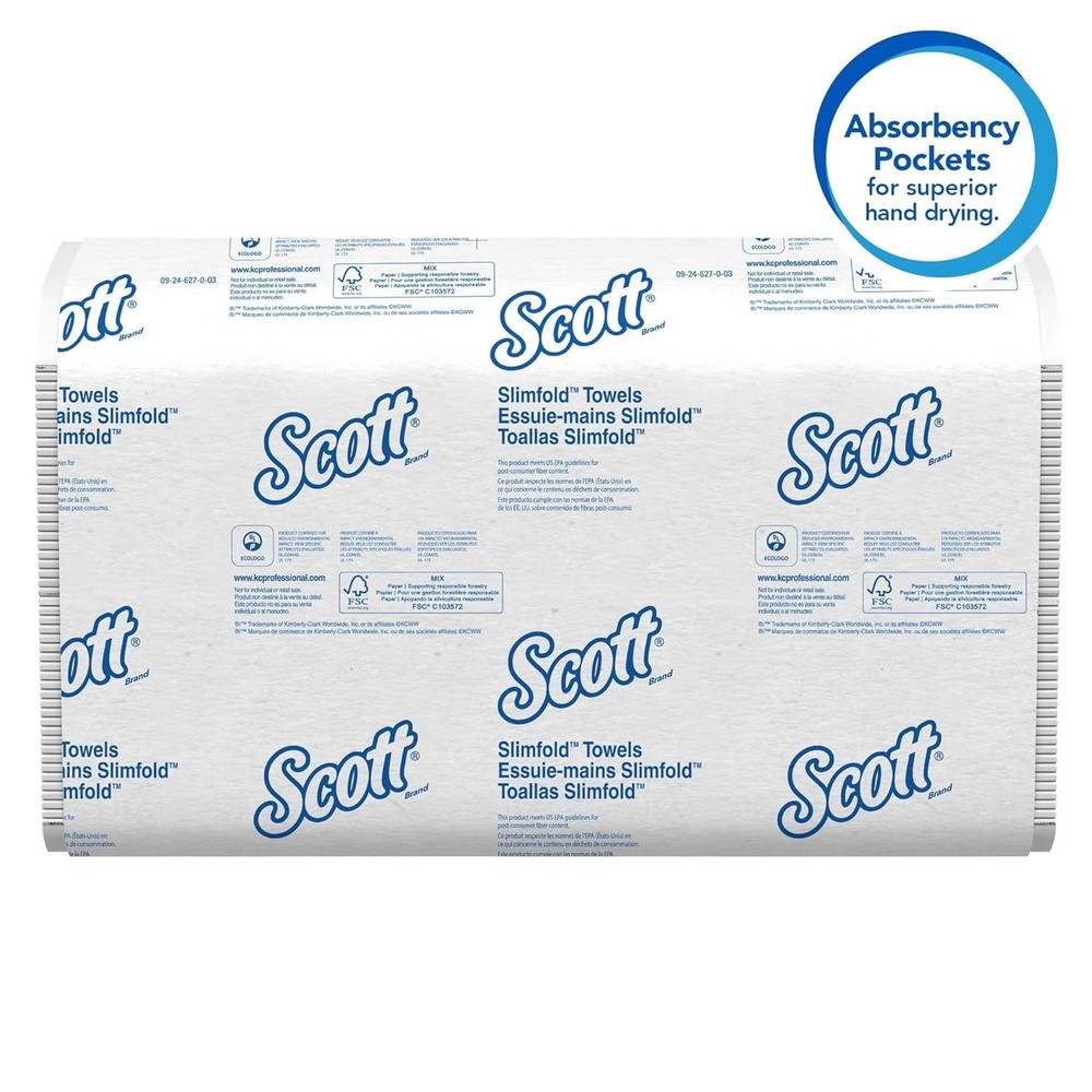 Scott Control Hand Towels Slimfold (04442) with Fast-Drying Absorbency Pockets,