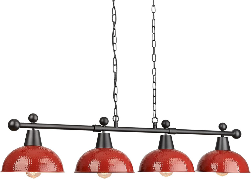 48" Billiard Light, Red Pool Table Light for 7Ft/8Ft Table, 4-Light Kitchen Isla