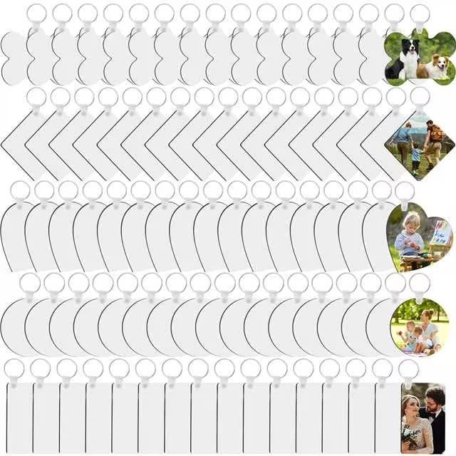 135Pcs Sublimation Keychain Blanks Bulk,MDF Keychain Double Sided Heat Transf...