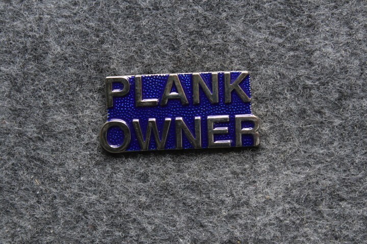 Military Hat | Lapel Pin: Plank Owner Script Pin (2")