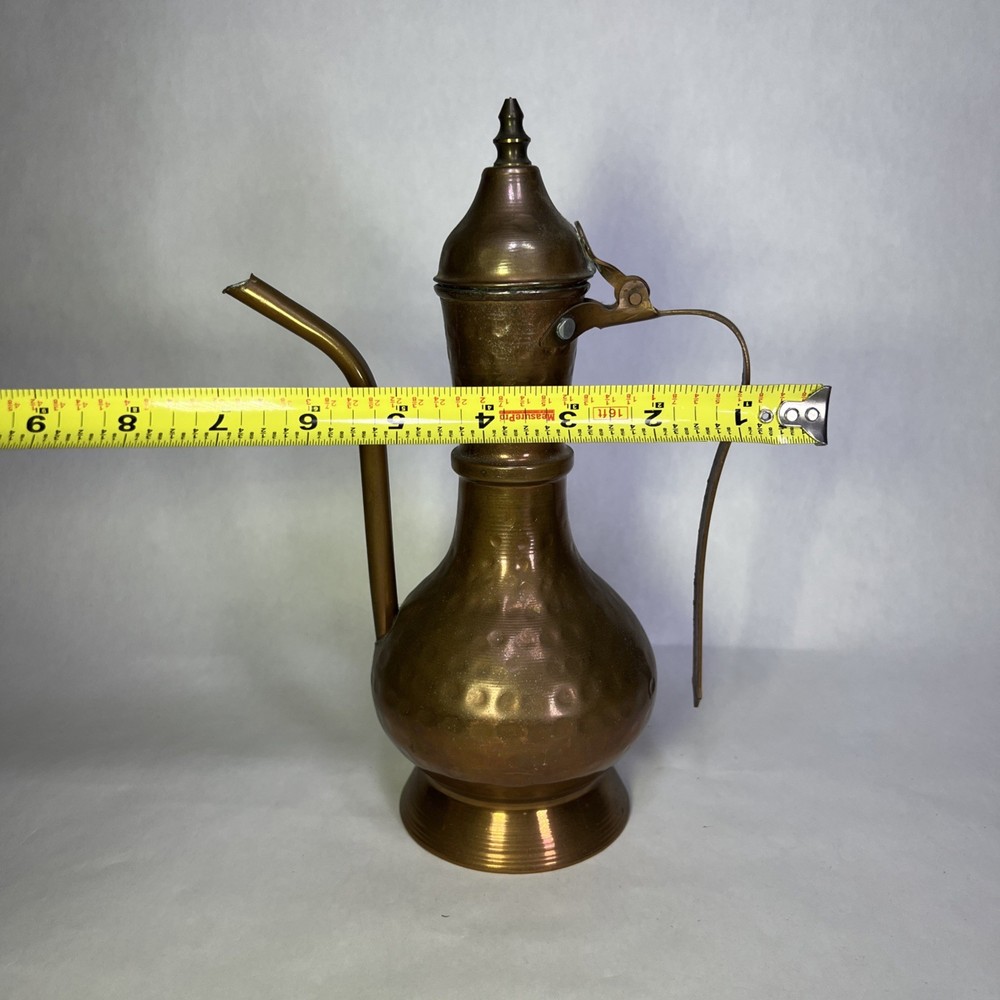 Vintage Middle Eastern Dimpled Brass Tea Pot Pitcher – Handcrafted