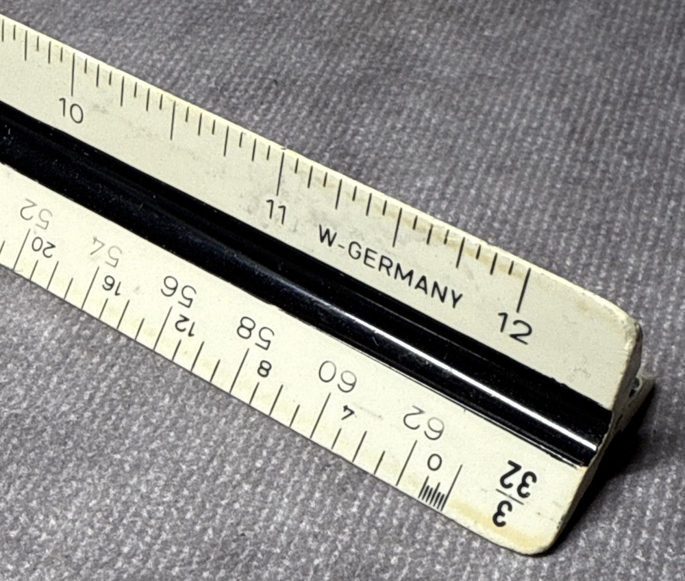 Vtg Alvin No. 240P Architect Triangular Scale Ruler US Std West Germany 12"