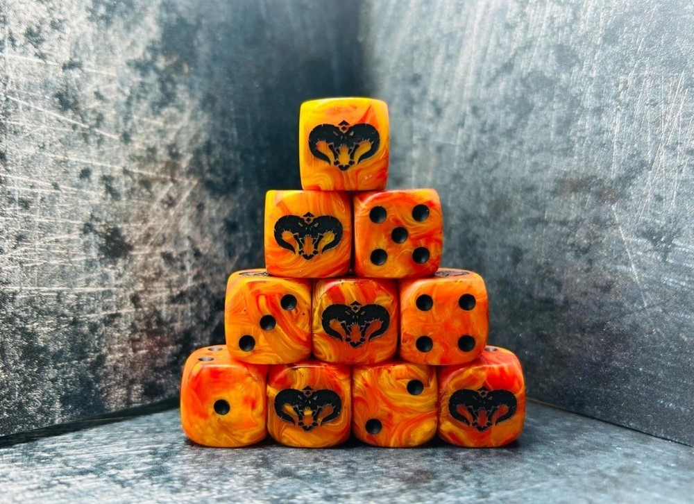 Shadow & Flame 16mm Dice Set. Custom Inspired Dice