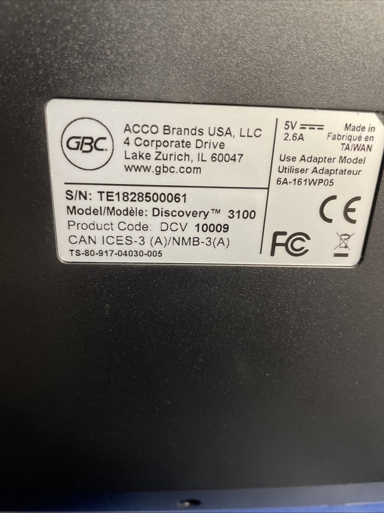 GBC Discovery 3100 Document Presentation Camera DVC10009 / CLEAN / WORKING /