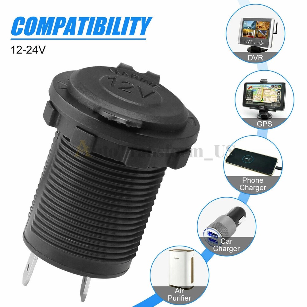 Cigarette Lighter Socket Power Outlet Socket Receptacle ATV Car Motorcycle 12V
