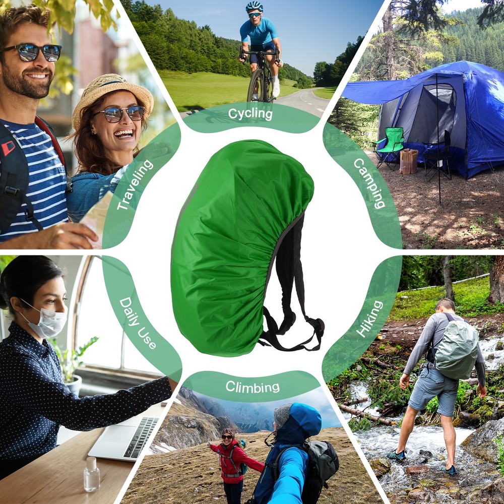 65L-75L Backpack Rain Cover with A Vertical Reflective Strap [Emerald Green]