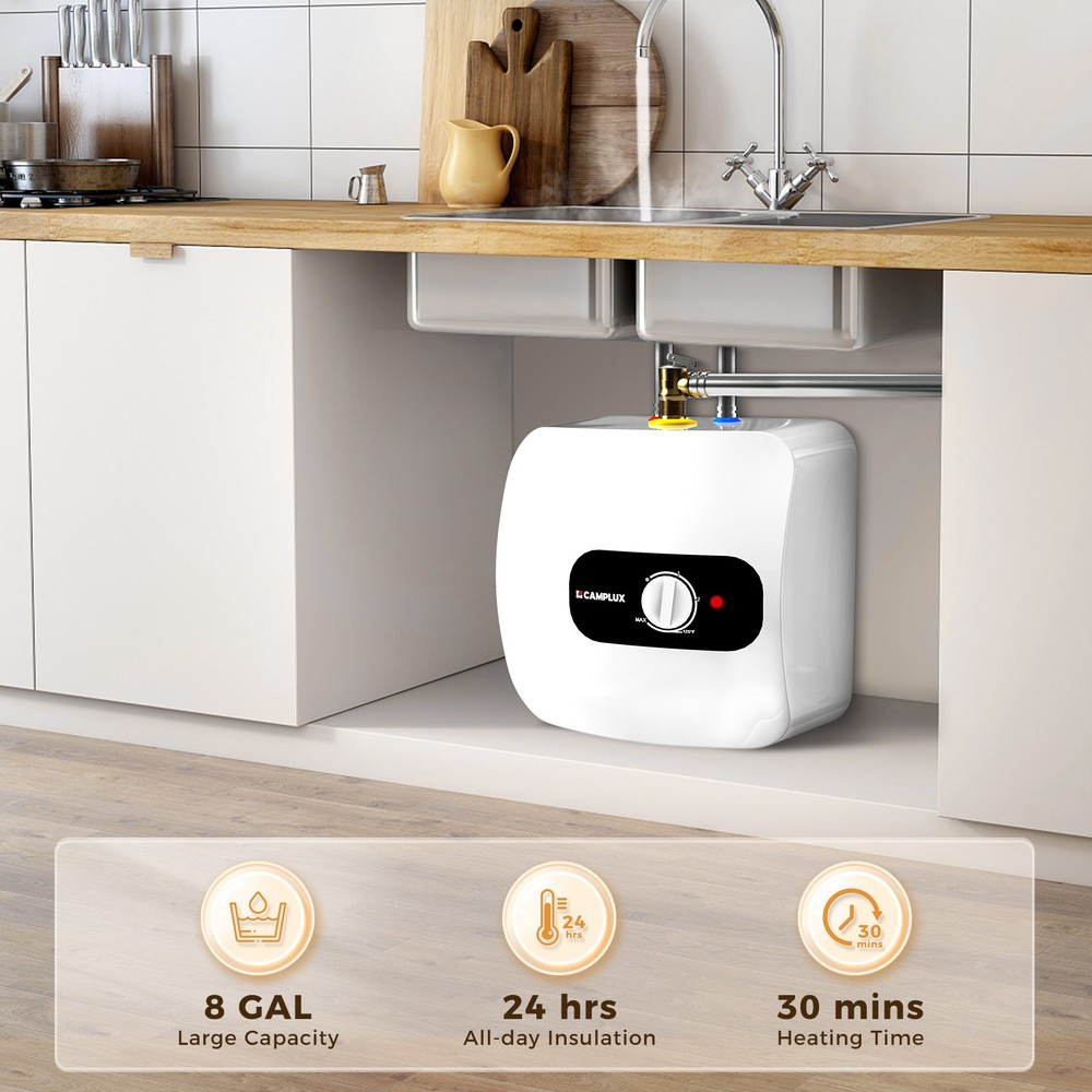 8 Gallon Electric Mini-Tank Water Heater Shower Compact Storage 1440W Under Sink