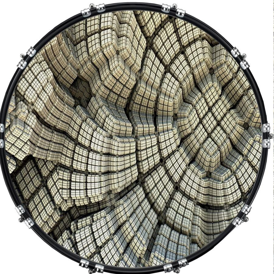 20" Custom Bass Kick Drum Front Head Graphical Cube Effect