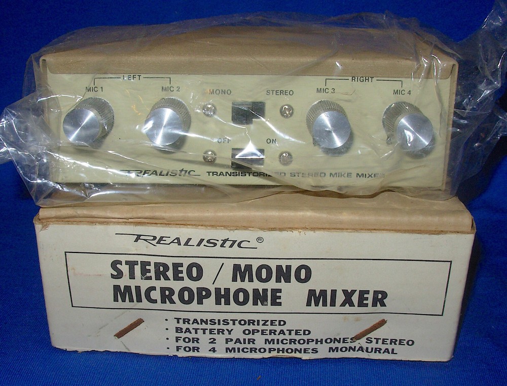 NOS NIB Stereo Mono Microphone Mixer Realistic Model 33-920 Transistorized