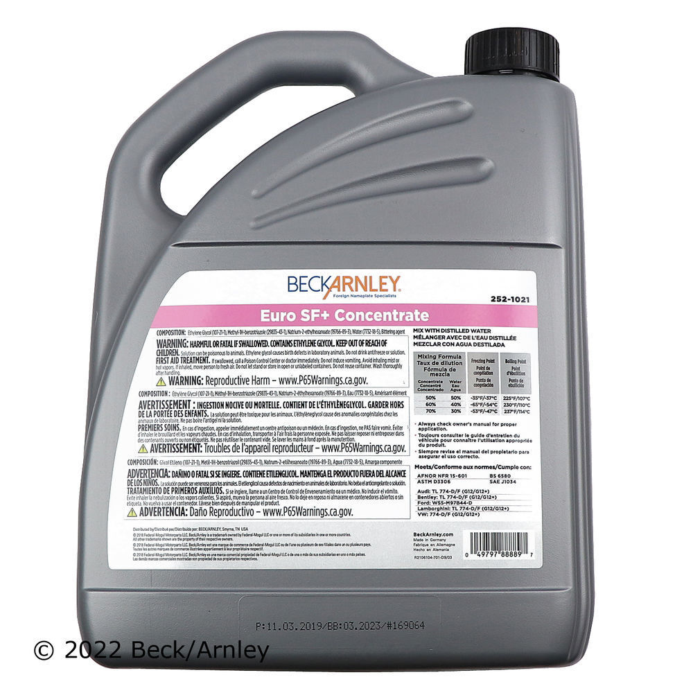 Engine Coolant / Antifreeze Beck/Arnley 252-1021